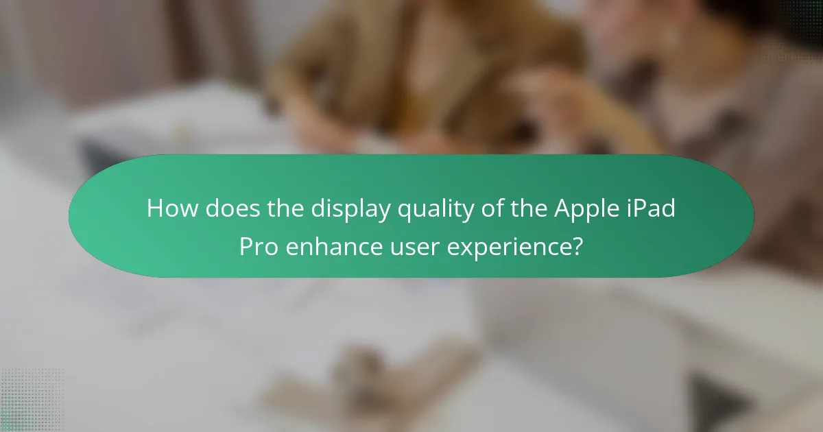 How does the display quality of the Apple iPad Pro enhance user experience?